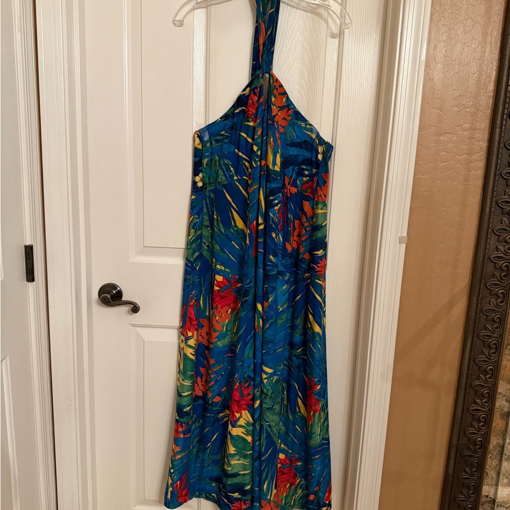 Vibrant Tropical Halter Dress